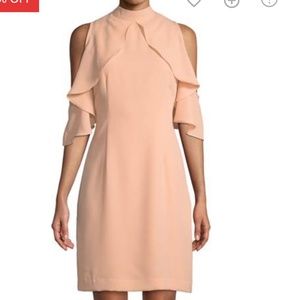 Cold Shoulder Ruffled Sleeve Sheath Dress